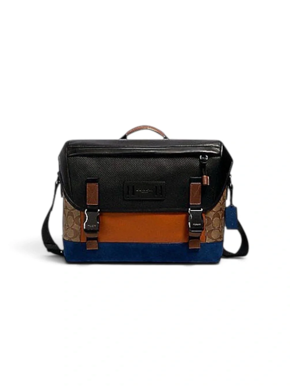 COACH Track Messenger bag in Tan Blue Colorblock Signature Canvas